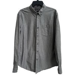 Betabrand Men's Grey Plaid Hemp Cotton Blend Button Long Slv Shirt Sz L Office
